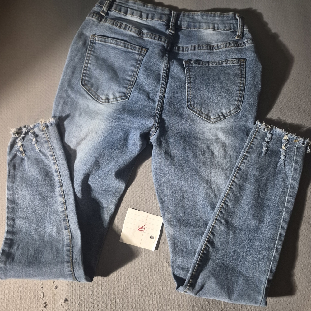 Light Blue Distressed Ripped Skinny Jeans - Picture 2 of 2